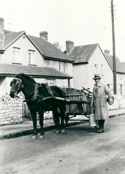 Bert Nash delivering milk in Newmans Lane