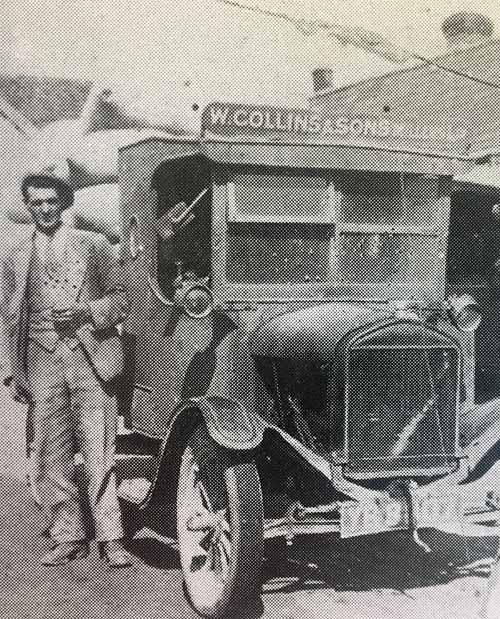 This is Mr Carr standing beside one of Collins' lorries. The Collins family were millers, brewers and tanners.