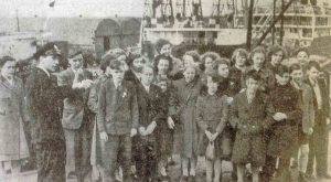 Students from Timsbury Secondary School visiting the s.s. Somerset. The school adopted the s.s. Somerset.